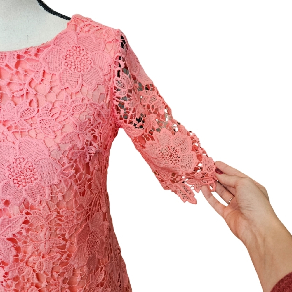 Sandra Darren Coral Laced Dress - Picture 3 of 9